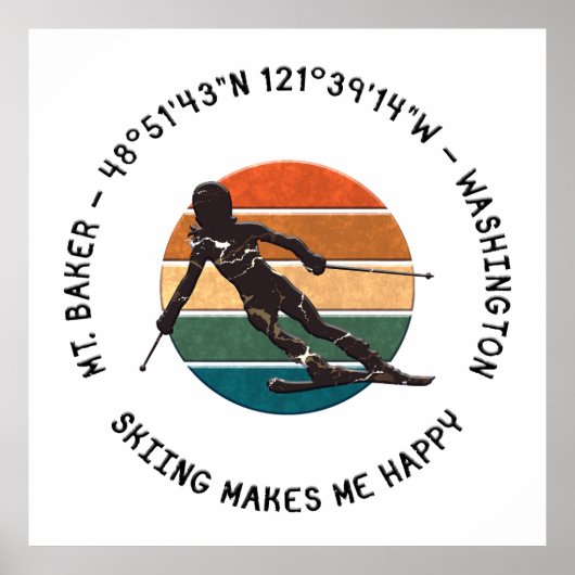 Ski Mt. Baker, Washington - Woman Skier Black文字 ポスター (正面)