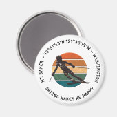 Ski Mt. Baker, Washington - Woman Skier Black文字 マグネット (正面/裏面)