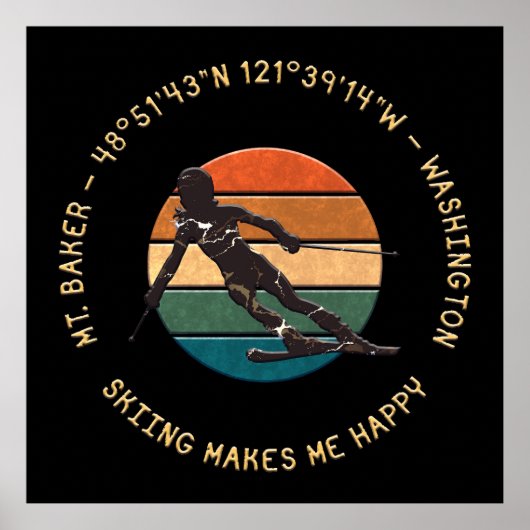 Ski Mt. Baker, Washington - Woman Skier On Dark ポスター (正面)