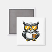 Ski Owl With Beer Apres Ski Comic  マグネット (正面/裏面)