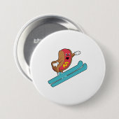 Ski.PNGでスキージャンプとしてホットドッグ 缶バッジ (正面&裏面)