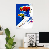 Ski Poster Skiing Art Skier Gift Lodge Poste ポスター (ホームオフィス)