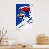 Ski Poster Skiing Art Skier Gift Lodge Poste ポスター (キッチン)
