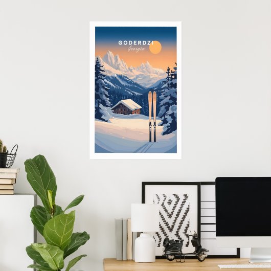 Ski Print Goderdzi Georgia 1 ポスター (ホームオフィス)