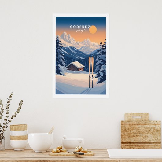 Ski Print Goderdzi Georgia 1 ポスター (キッチン)