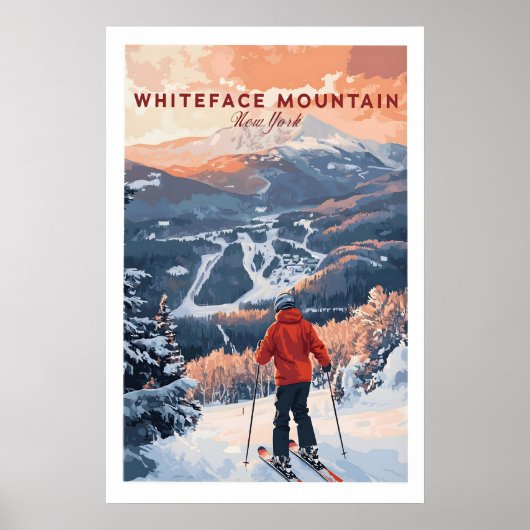 Ski Print Whiteface Mountain New York 1 ポスター (正面)