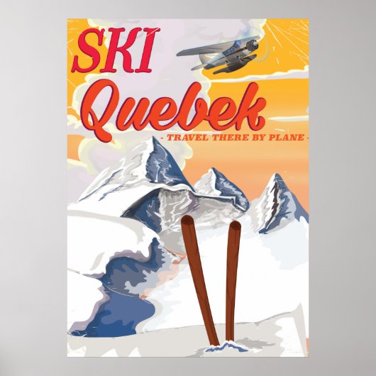 Ski Quebec vintage vacation poster. ポスター (正面)