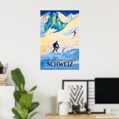 Ski Races Winter Fun in the Sunny High Mountains ポスター (ホームオフィス)