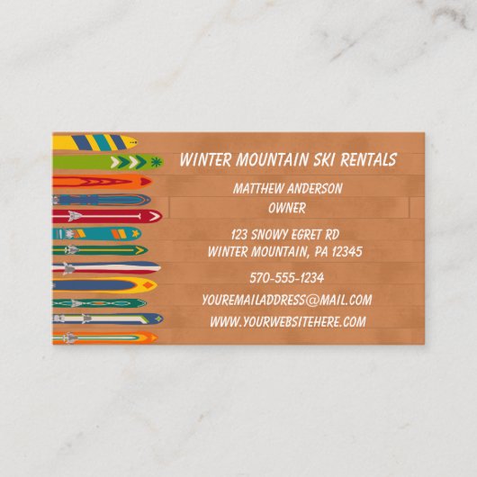 Ski Rentals Skiing Instructors Custom 名刺 (正面)