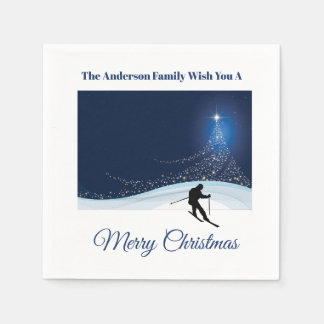 Ski run winter snow Christmas holiday festivities スタンダードカクテルナプキン