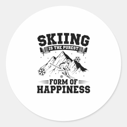 Ski Sayings | Skiing Skier Mountains Vacation Gift ラウンドシール (正面)