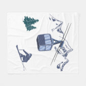 Ski Scene Winter Sports フリースブランケット (正面(横))