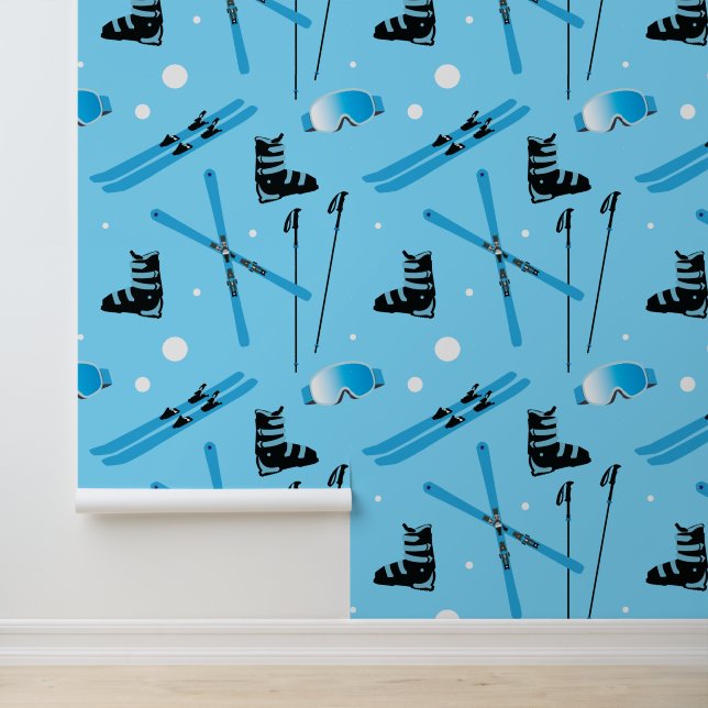 Ski School Snow Sports Blue Skiing Pattern 壁紙 (アプリケーション)