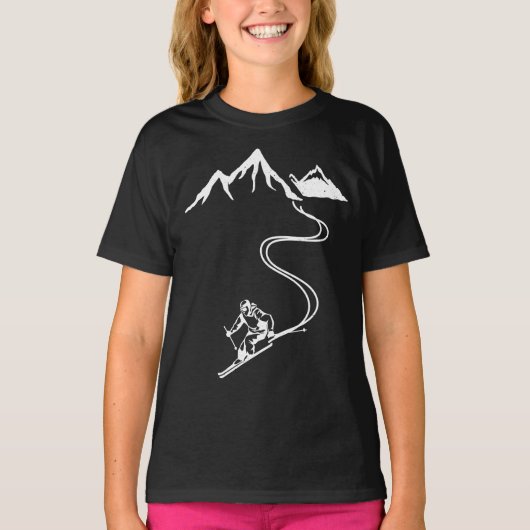 Ski Skiing Mountains Skier Winter Sports Tシャツ (正面)