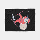 Ski Skiing Snow Santa Claus Christmas X-mas Gift  フリースブランケット (正面(横))