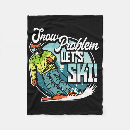 Ski Skiing Winter Sport Snow Problem Let's Ski  フリースブランケット (正面)