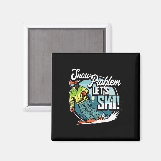 Ski Skiing Winter Sport Snow Problem Let's Ski  マグネット (正面/裏面)