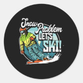 Ski Skiing Winter Sport Snow Problem Let's Ski  ラウンドシール (正面)