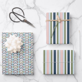 Ski & Snowboard Goggles & Stripes Gift Wrap ラッピングペーパーシート