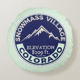 Ski Snowmass CO Throw Pillow ラウンドクッション