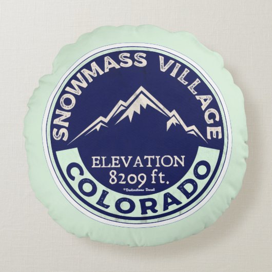 Ski Snowmass CO Throw Pillow ラウンドクッション (正面)