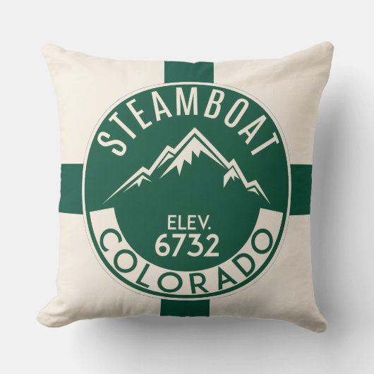 Ski Steamboat Throw Pillow クッション (正面)