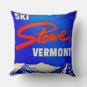 Ski Stowe Vermont Vintage Poster クッション (正面)