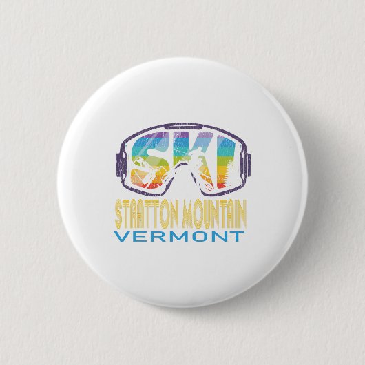 Ski Stratton Mountain Vermont Skiing Vacation 缶バッジ (正面)