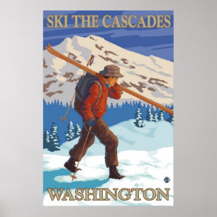Ski the Cascades - Washington State Travel Poster ポスター