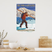Ski the Cascades - Washington State Travel Poster ポスター (キッチン)