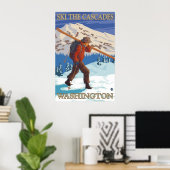 Ski the Cascades - Washington State Travel Poster ポスター (ホームオフィス)
