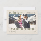 Ski Theme Winter Wonderland Christmas Photo  シーズンカード (正面)