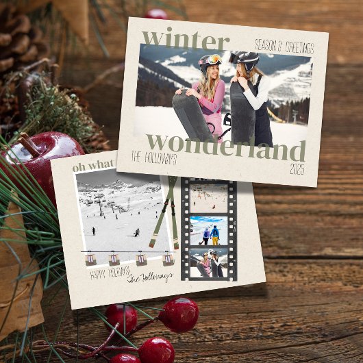 Ski Theme Winter Wonderland Christmas Photo  シーズンカード