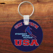 Ski Town USA、Steamboat春、コロラド キーホルダー (正面)