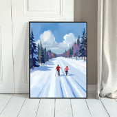 Ski Trail | Mountain Skiing Watercolor Winter ポスター