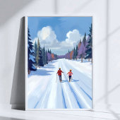Ski Trail | Mountain Skiing Watercolor Winter ポスター