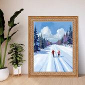 Ski Trail | Mountain Skiing Watercolor Winter ポスター