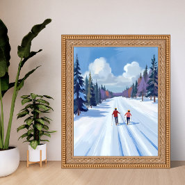Ski Trail | Mountain Skiing Watercolor Winter ポスター