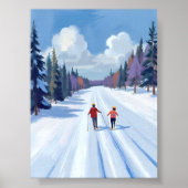 Ski Trail | Mountain Skiing Watercolor Winter ポスター (正面)