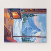 Ski Trip | Mountain Lodge Watercolor Winter ジグソーパズル (横)