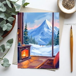 Ski Trip | Mountain Lodge Watercolor Winter ポストカード