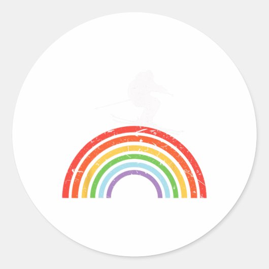 Ski Trip Skiing Rainbow  ラウンドシール (正面)