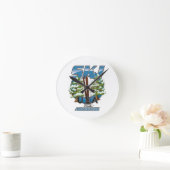 Ski USAアドベンチャーロゴ。 ラウンド壁時計 (ホーム)