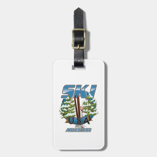 Ski USAアドベンチャーロゴ。 ラゲッジタグ (正面縦)