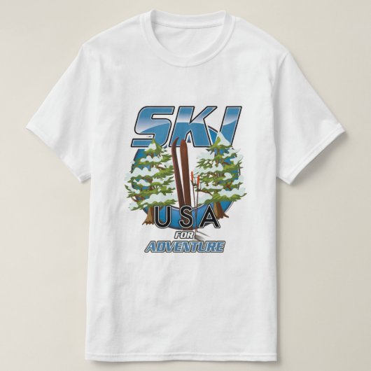 Ski USAアドベンチャーロゴ。 Tシャツ (デザイン正面)