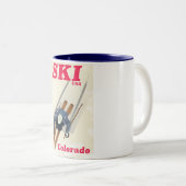 Ski USA Colorado旅行ポスター ツートーンマグカップ (正面右)