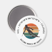 Ski Vail, Colorado – ウィメンスキーヤー,ブラック文字 マグネット (正面/裏面)