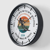 Ski Vail, Colorado – ウィメンスキーヤー，ブラック文字 壁時計 (傾斜)