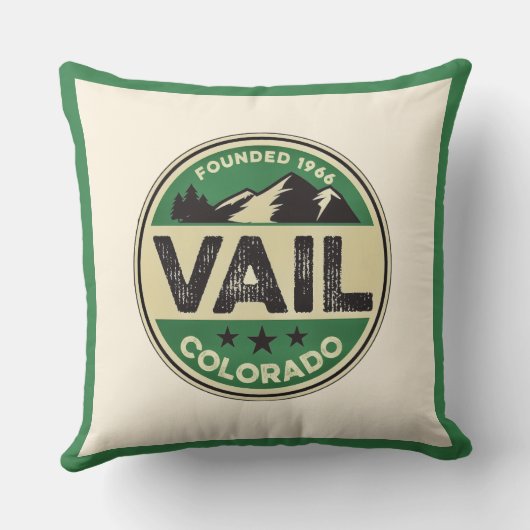 Ski Vail Throw Pillow クッション (裏面)