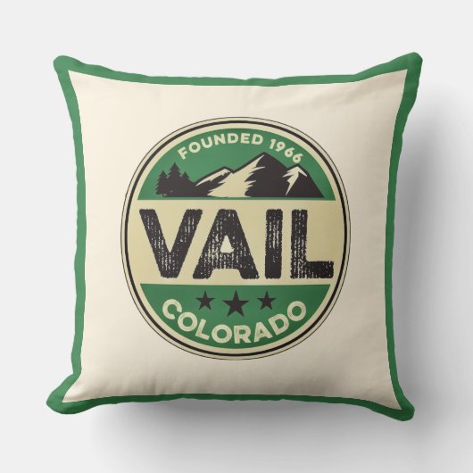 Ski Vail Throw Pillow クッション (正面)